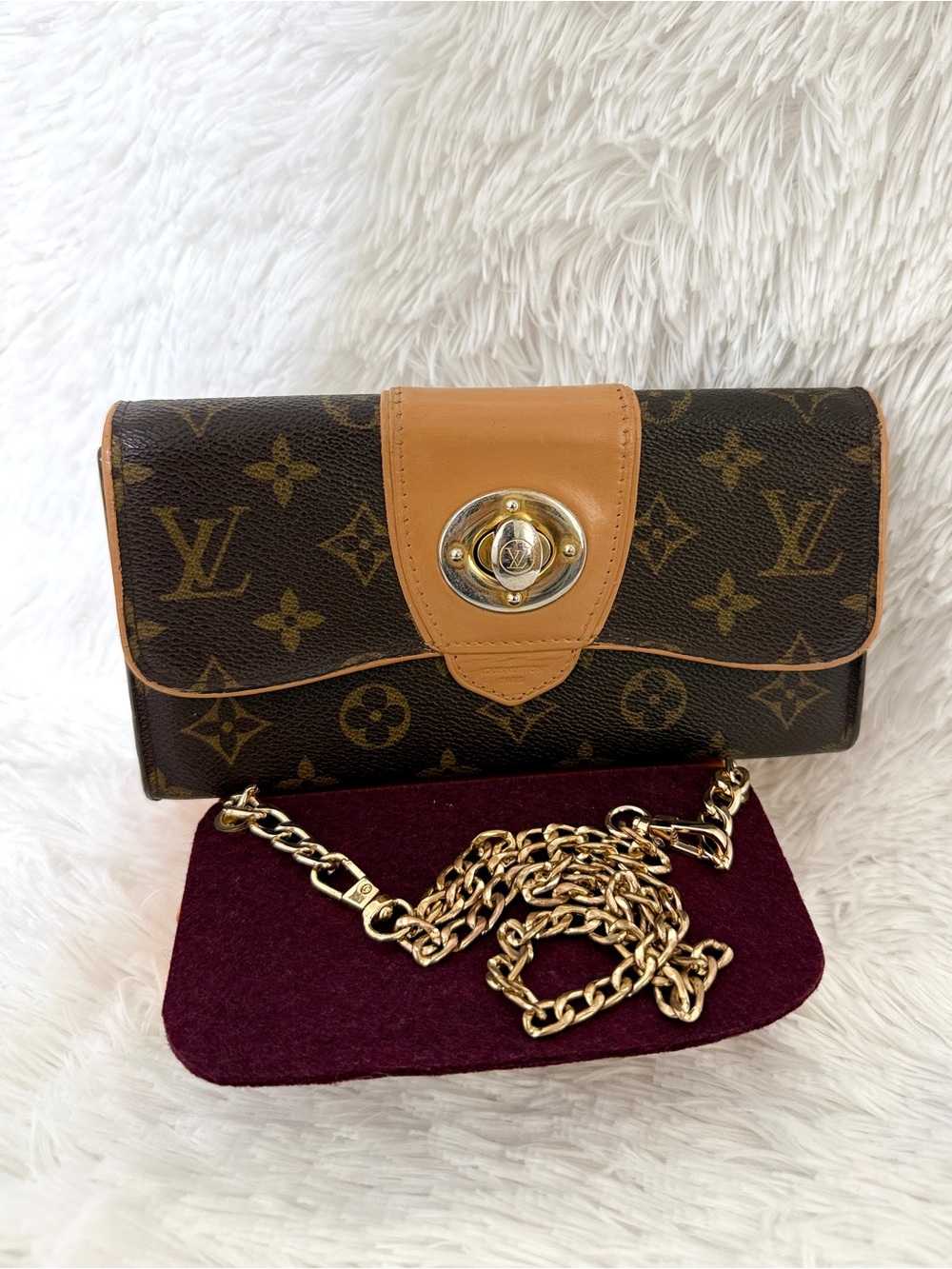 LOUIS VUITTON Monogram Boetie Women’s Long Wallet Brown Authentic Coated Canvas